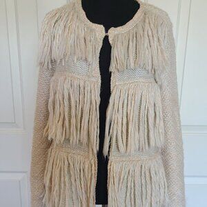 Chico's Wool Fringe Cardigan Sweater Size 1 (M)